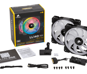 CORSAIR LL140 RGB 140MM DUAL LIGHT LOOP RGB LED PWM FAN - 2 FAN PACK WITH LIGHTING NODE PRO