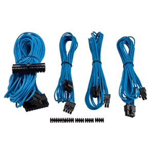 CORSAIR PREMIUM INDIVIDUALLY SLEEVED PSU CABLE KIT STARTER PACKAGE TYPE 4 (GENERATION 3) - BLUE