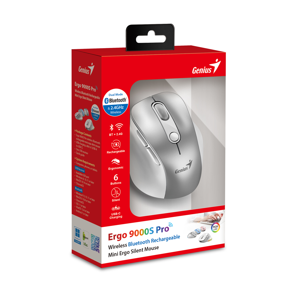Genius Mouse Ergo 9000S PRO Rechargeable Wireless 2400 DPI - Image 2