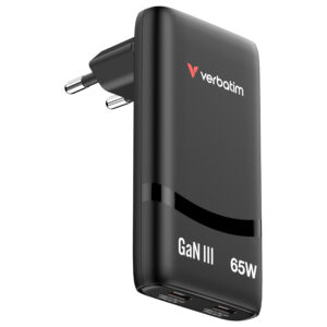 Verbatim Fold 'n' Go GaN Charger 65W 2 USB-C 32354