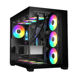 Gamdias Aura GC107 Elite Panoramic ARGB Mid-Tower PC Case 7 Built-In Fans Black
