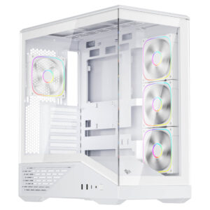 1stPlayer GM7 White ATX PC Gaming Case Panoramic Tempered Glass 4x ARGB Fans