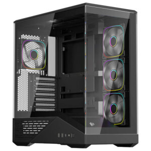 1stPlayer GM7 Black ATX PC Gaming Case Panoramic Tempered Glass 4x ARGB Fans