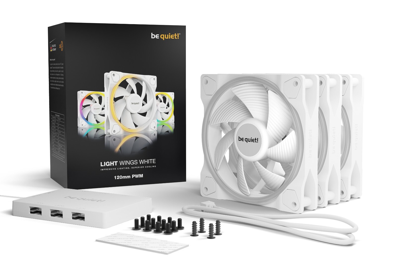 be quiet! Light Wings White 120mm PWM 20.6dB(A) Triple-Pack 1700RPM BL100 3Years - Image 2