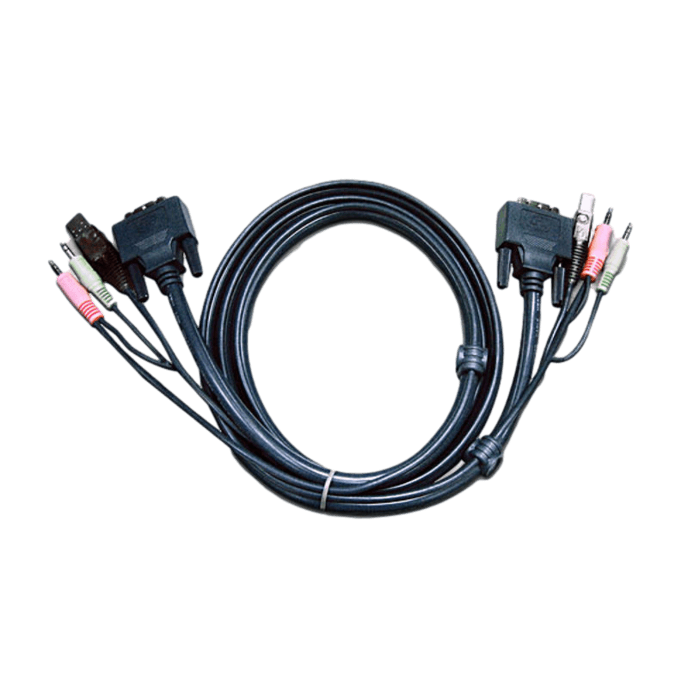 Aten 2L-7D05U 5M USB DVI-D Single Link KVM Cable (16') USB-A Male 1/8" / 3.5 mm
