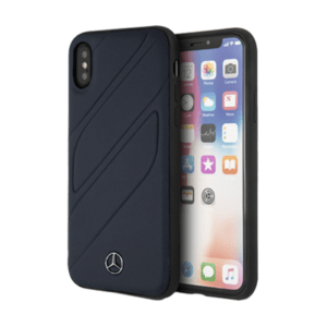 CG MOBILE IPhone X/XS MERCEDES Cover ORGANIC Genuine Leather Hard Case Navy