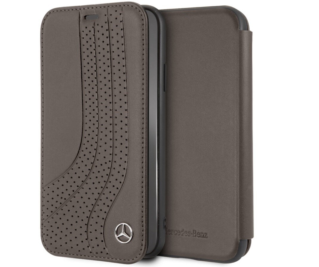CG MOBILE IPhone XR Mercedes-Benz Genuine Leather Booktype Flip Case Cover Brown