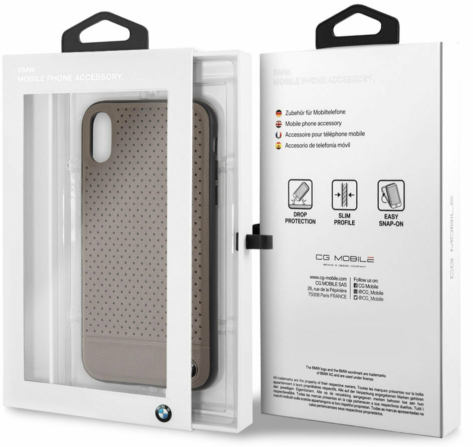 CG MOBILE IPhone XS MAX BMW SIGNATURE Perforated Leather TPU Case Brown Cover - Image 4