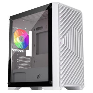 1stPlayer Trilobite T5 ARGB White Mini-Tower PC Gaming Case Panoramic Mesh 4 Fans