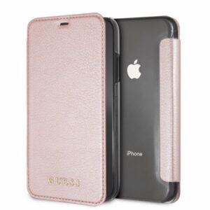 IPhone XR CG MOBILE GUESS IRIDESCENT PU Leather Rose Gold Book Case Flip Cover