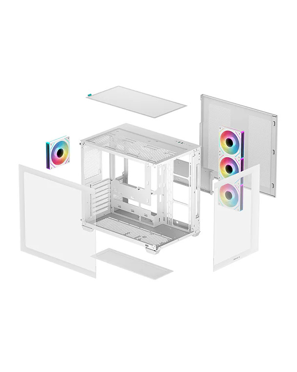 DeepCool CG530 4F White ATX Mid Tower PC Gaming Case 4 ARGB Fans Tempered Glass - Image 2