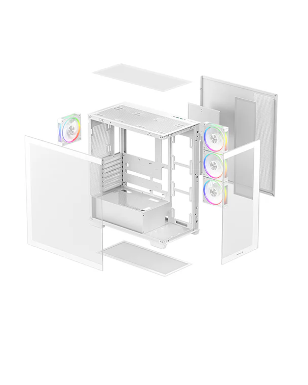 DeepCool CG580 4F V2 White ATX Mid Tower PC Case 4 ARGB Fans Tempered Glass - Image 2