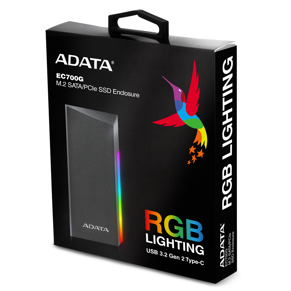 A-DATA EC700G External Storage Box SSD M.2/PCIe SATA RGB lighting USB 3.2 - Image 8