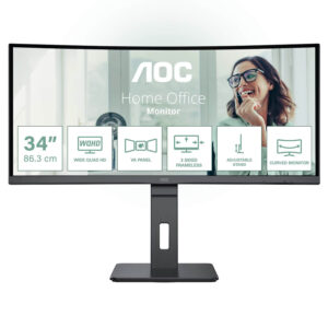 AOC CU34P3CV 34" UWQHD 100Hz 4ms VA Curved Monitor USB-C 65W DP HDMI Speakers
