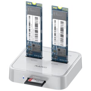 Maiwo K3016SD Dual Bay M.2 NVMe SATA (B+M Key) SSD Docking Station SD Card