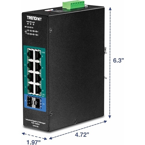 TRENDnet TI-PG102I Industrial Gigabit L2 Managed PoE+ DIN-Rail Switch 240W SFP - Image 5