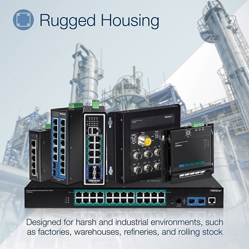 TRENDnet TI-PG102I Industrial Gigabit L2 Managed PoE+ DIN-Rail Switch 240W SFP - Image 2