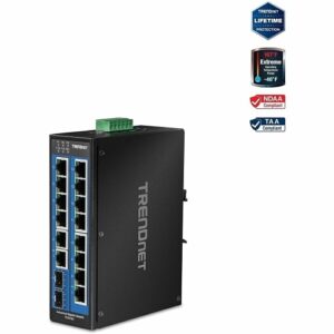 TRENDnet TI-G162 Hardened Industrial 16-Port Gigabit Switch 2x SFP DIN-Rail Hub