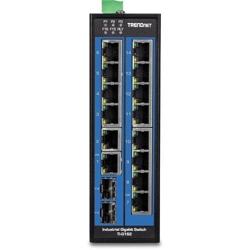 TRENDnet TI-G162 Hardened Industrial 16-Port Gigabit Switch 2x SFP DIN-Rail Hub - Image 9
