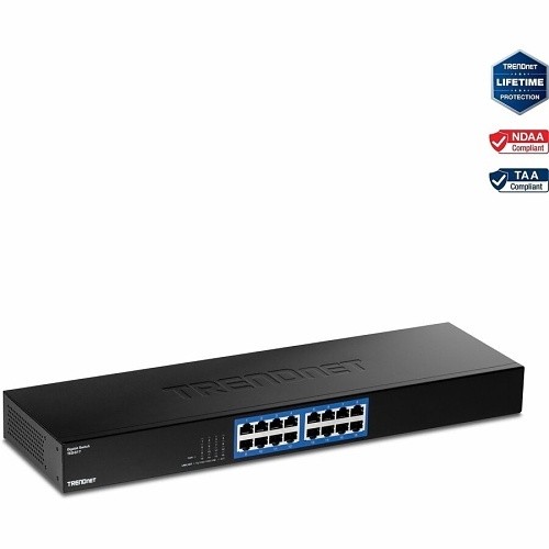 TRENDnet TEG-S17 16-Port Gigabit Switch Unmanaged Metal 1U Rackmount 32Gbps Hub