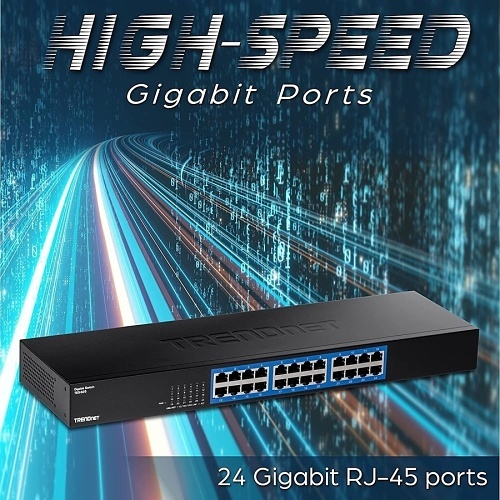 TRENDnet TEG-S25 24-Port Gigabit Switch Unmanaged Metal 1U Rackmount 48Gbps Hub - Image 6