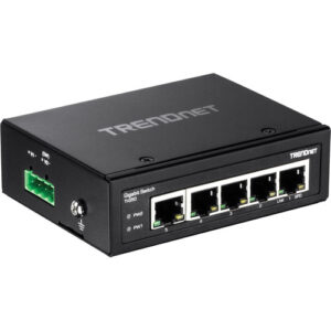 TRENDnet TI-G50 Hardened Industrial 5-Port Gigabit DIN-Rail Metal Switch 10Gbps