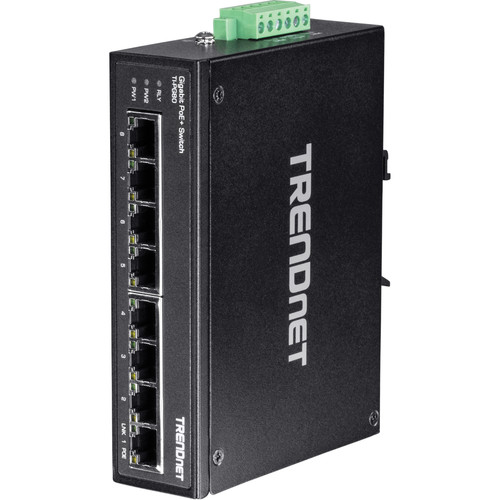 TRENDnet TI-PG80 Hardened Industrial 8-Port Gigabit PoE+ DIN-Rail Switch 200W