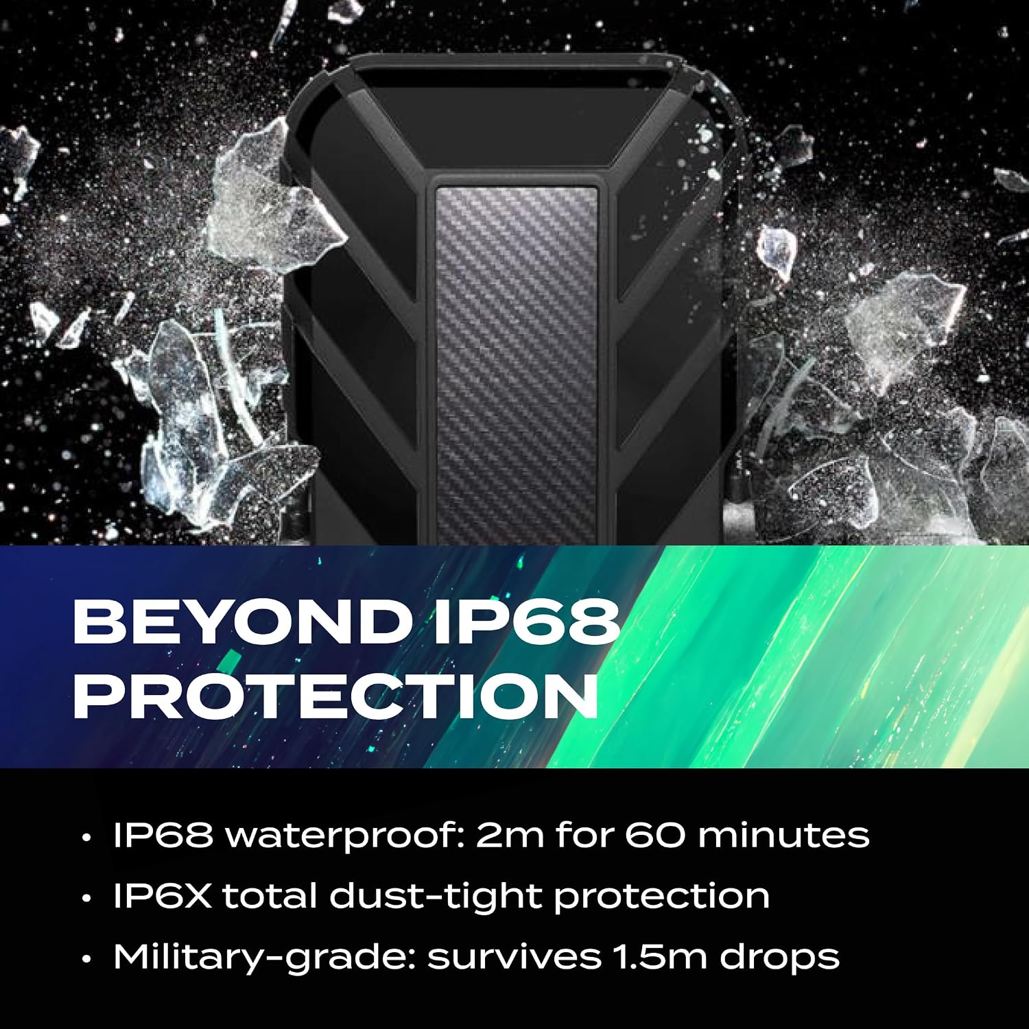 ADATA HD710 Pro 1TB External Hard Drive IP68 Waterproof Rugged USB 3.1 HDD Black - Image 2