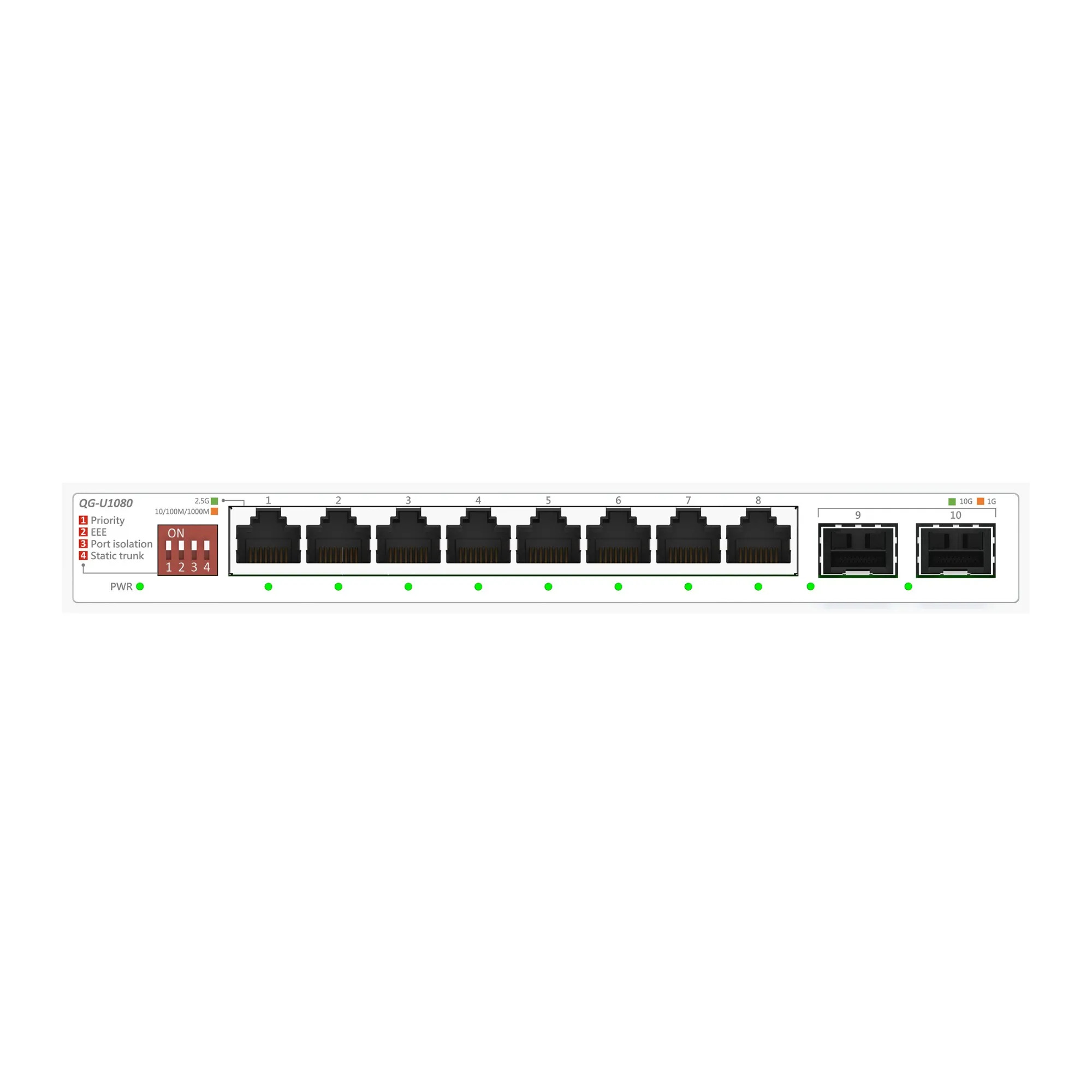 ASUS QG-U1080 8-Port 2.5G 2-Port 10G SFP+ Switch 90IG0A00-MO3B00 Unmanaged Hub