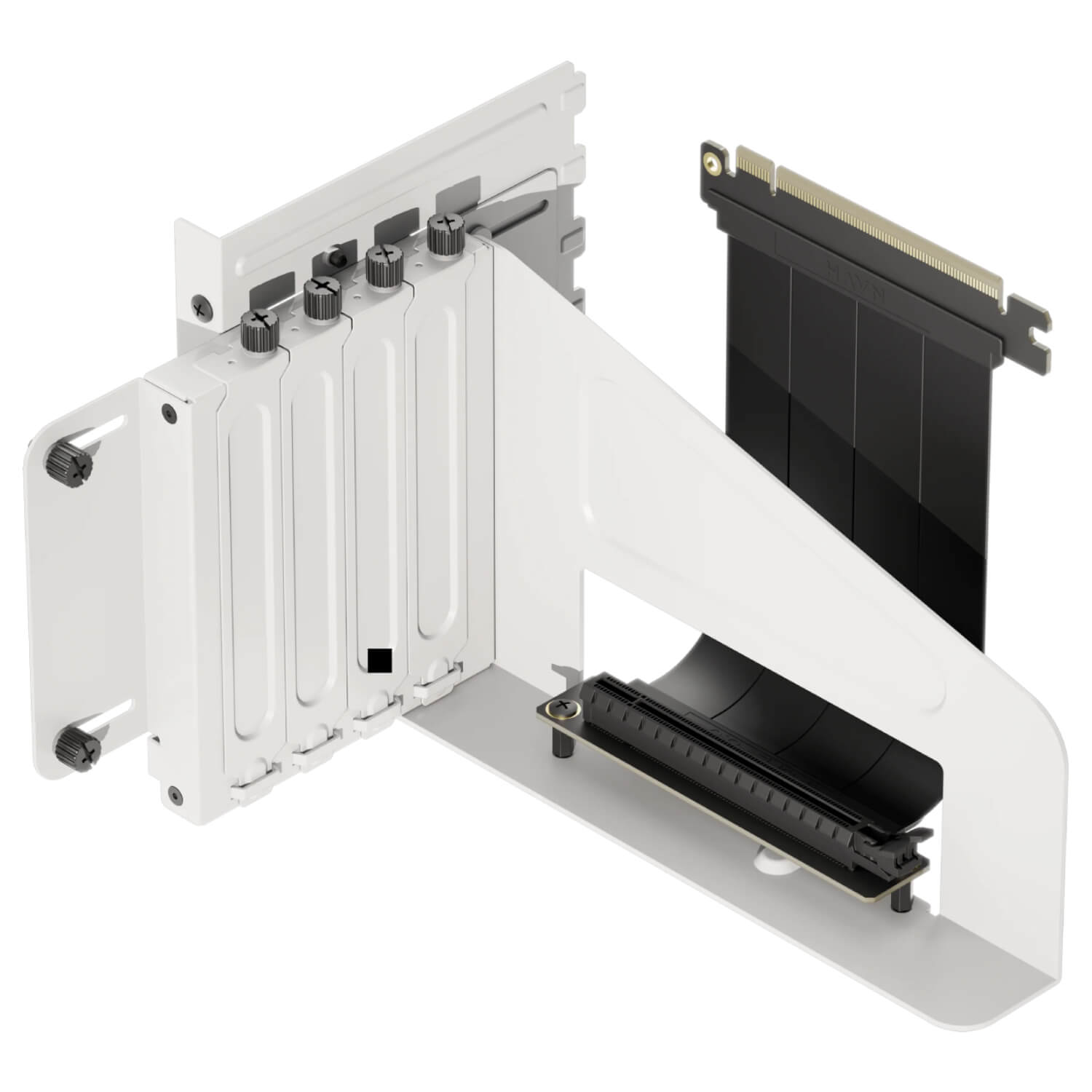HAVN HS 420 Vertical GPU Mounting Bracket White PCIe 5.0 Riser Cable Kit 4-Slot - Image 3