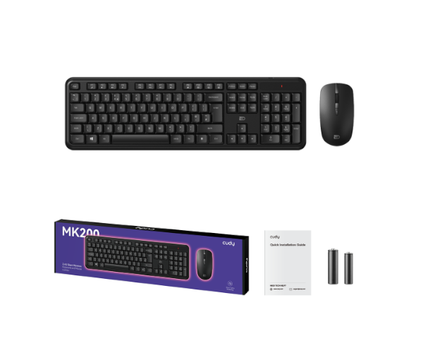 Cudy MK200 Wireless Keyboard Mouse Combo 2.4GHz USB Cordless Desktop Set Black